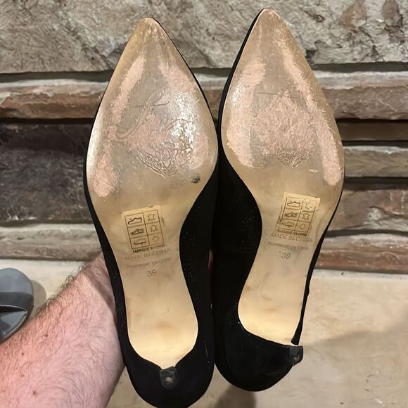 Free People Florence Point Toe Suede Silver Glitter Heels - Picture 6 of 9